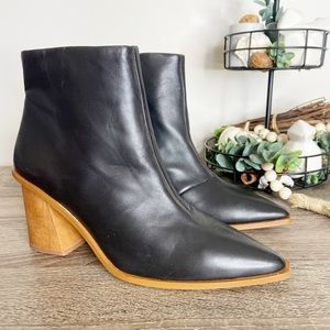 1. State Kelte Black Leather Pointed Toe Block Heel Ankle Booties Size 9M